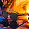 Fashionable and versatile black round-framed polarized sunglasses, trendy sunglasses for both men and women, and UV-resistant sunglasses Specification image